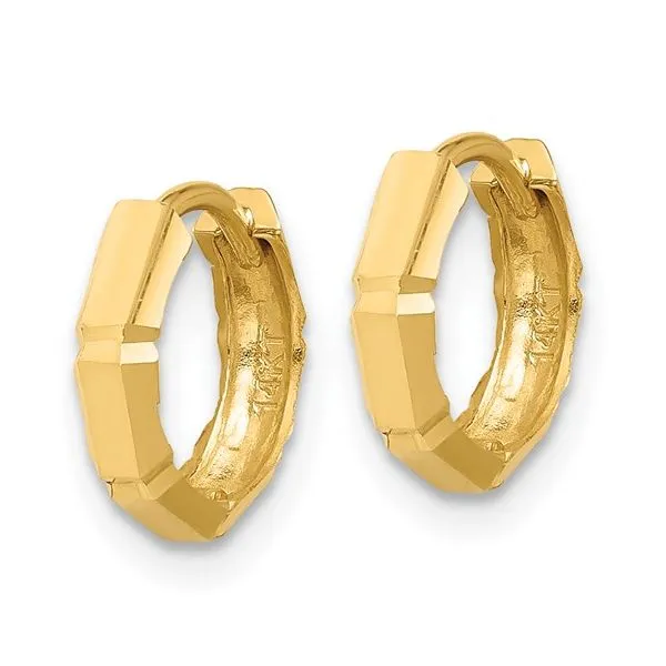 14KY Gold Small Geometric D/C 11 MM Huggie Hoops Image 4 Franzetti Jewelers Austin, TX