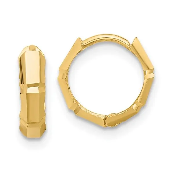 14KY Gold Small Geometric D/C 11 MM Huggie Hoops Franzetti Jewelers Austin, TX