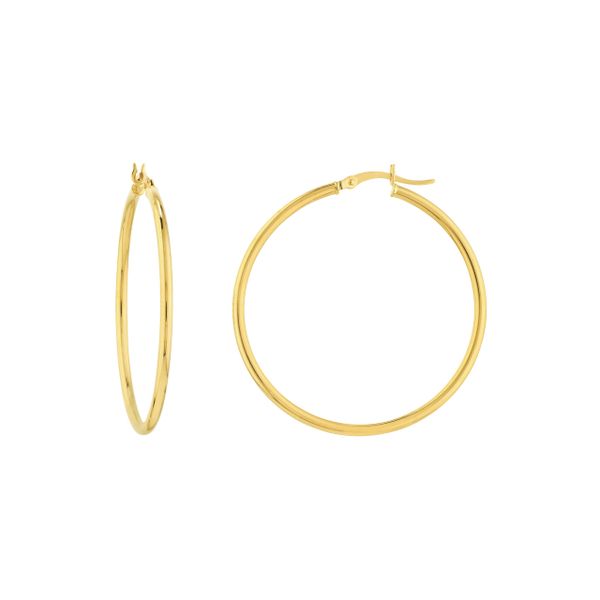 14KY Gold 40 MM Round Tube Polished Hoops Franzetti Jewelers Austin, TX