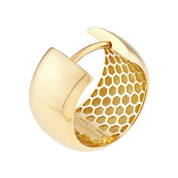 14KY Gold 16 MM Polished Round Huggie Hoop Earrings Image 3 Franzetti Jewelers Austin, TX