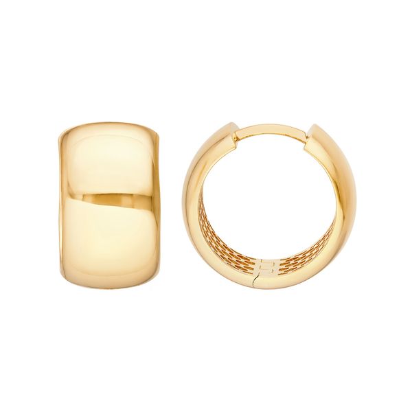 14KY Gold 16 MM Polished Round Huggie Hoop Earrings Franzetti Jewelers Austin, TX