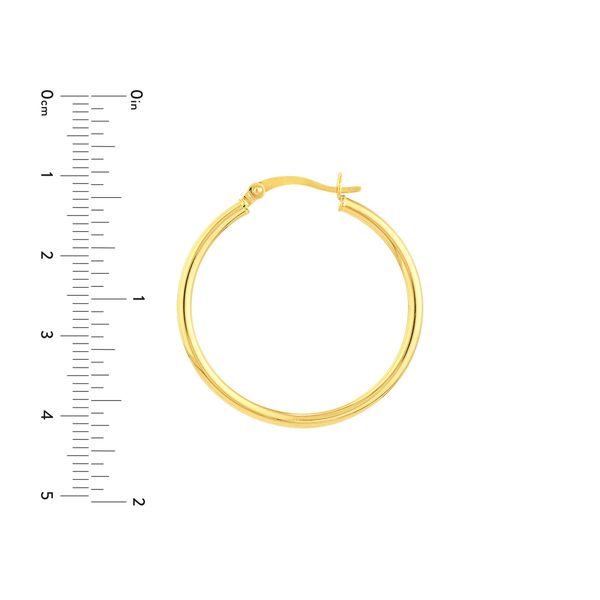 14KY Gold 30 MM Round Tube Polished Hoops Image 4 Franzetti Jewelers Austin, TX