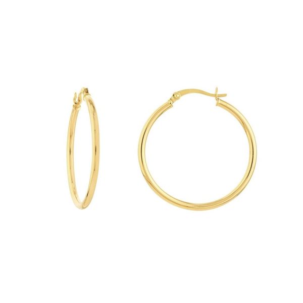 14KY Gold 30 MM Round Tube Polished Hoops Franzetti Jewelers Austin, TX