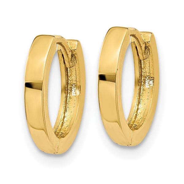14KY Gold 11 MM Round Hinged Huggie Hoop Earrings Image 4 Franzetti Jewelers Austin, TX
