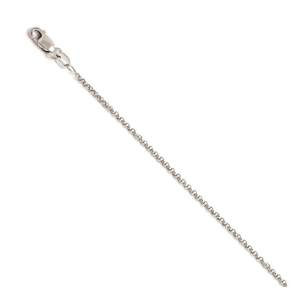 14K White Gold 1.4 mm Rolo Chain 16