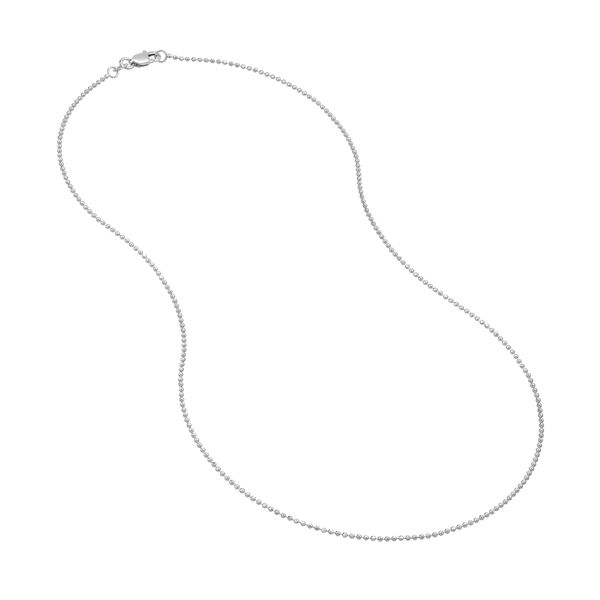 14K White Gold 1.15 mm Sparkle Bead Chain 16