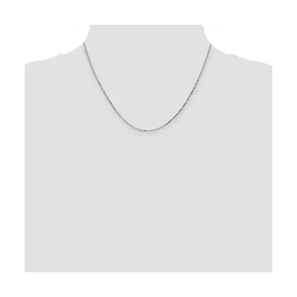 14K White Gold 1.4 mm D/C Round Open Link Cable Chain 18