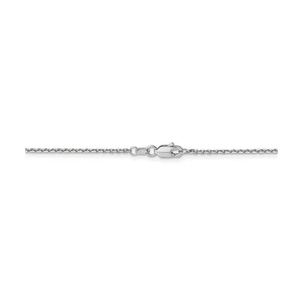 14K White Gold 1.4 mm D/C Round Open Link Cable Chain 18