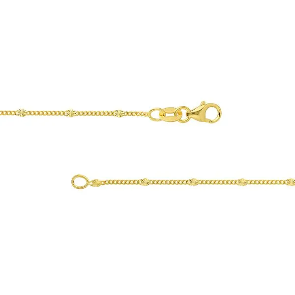 14KY Gold Curb Saturn Chain with Diamond-Cut Stations 18