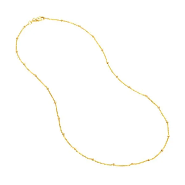 14KY Gold 2 mm D/C Curb Link Saturn Chain 18