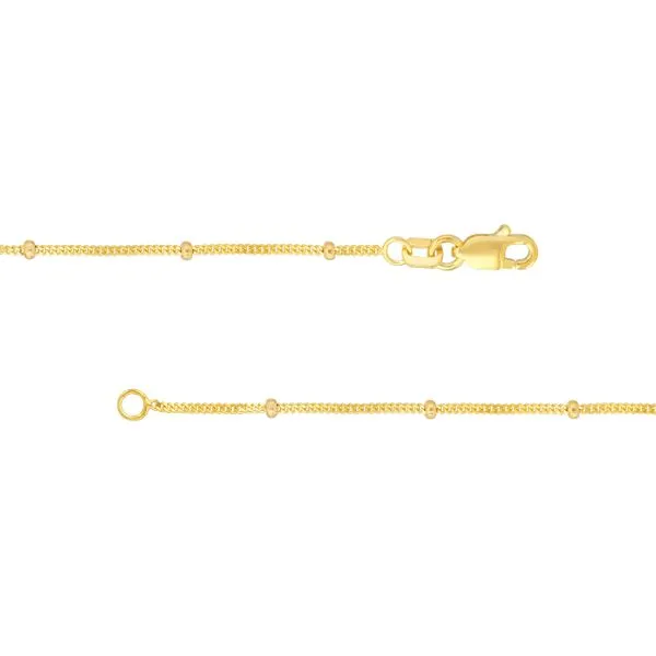 14KY Gold 2 mm D/C Curb Link Saturn Chain 18