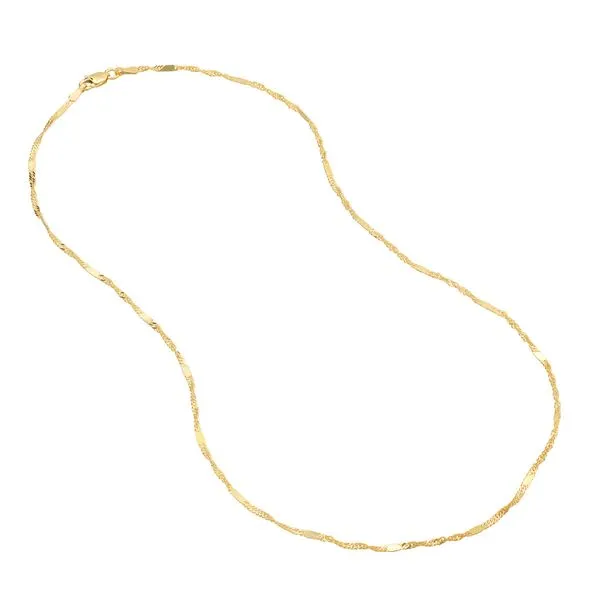14KY Gold 1.75mm Flat Saturn Singapore Link Chain 18