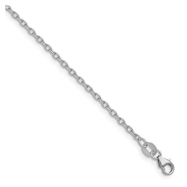 14K White Gold 1.75 mm Open Elongated Cable Chain 20