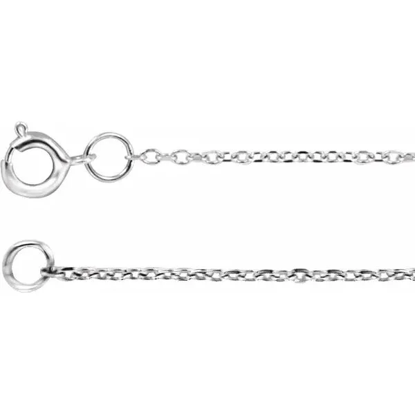 14K White Gold 1 mm Adjustable Diamond-Cut Cable Chain 16-18