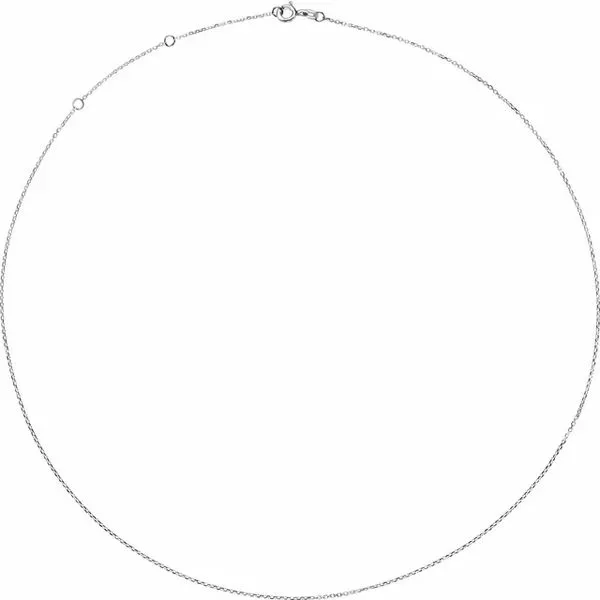 14K White Gold 1 mm Adjustable Diamond-Cut Cable Chain 16-18