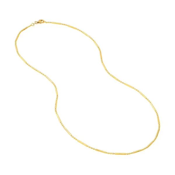 14KY Gold 1.5 mm D/C 3+1 Bead & Bar Chain 18
