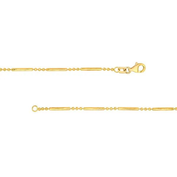 14KY Gold 1.5 mm D/C 3+1 Bead & Bar Chain 18