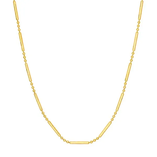 14KY Gold 1.5 mm D/C 3+1 Bead & Bar Chain 18
