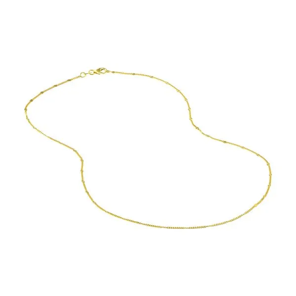 14KY Gold Curb Saturn Chain with Diamond-Cut Stations 16