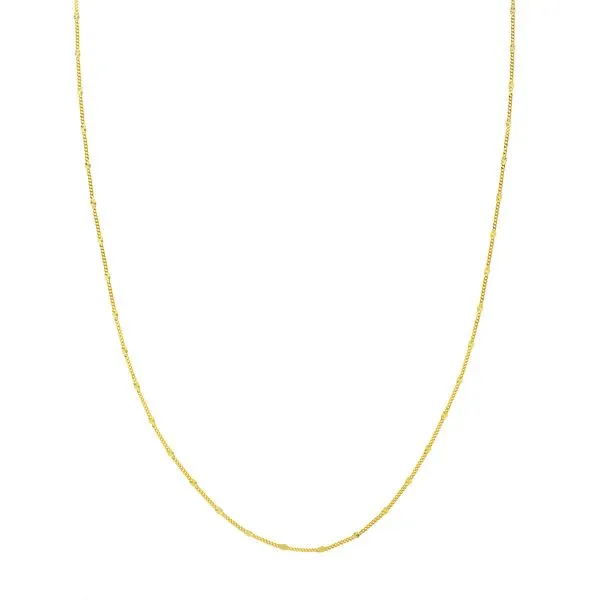 14KY Gold Curb Saturn Chain with Diamond-Cut Stations 16