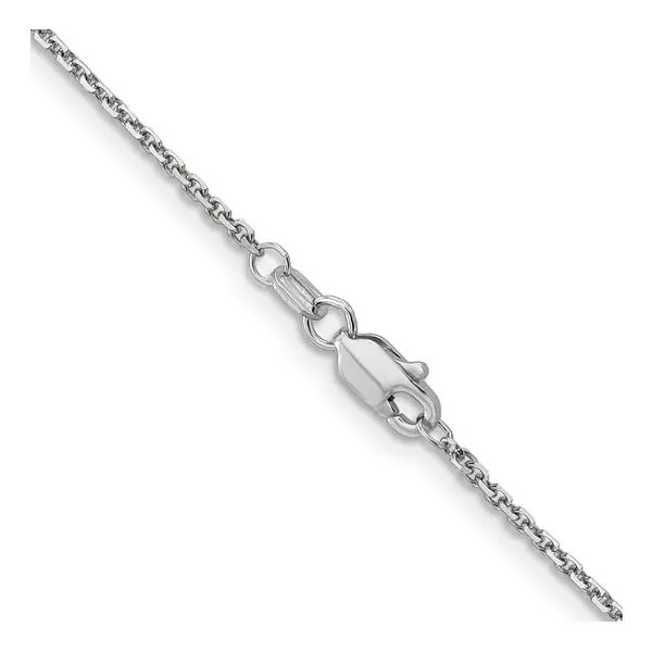 14K White Gold 1.4 mm D/C Round Open Link Cable Chain 18