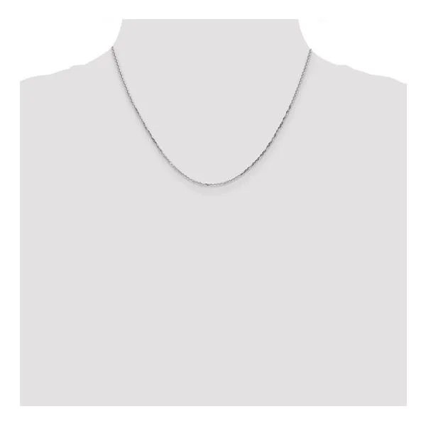 14K White Gold 1.4 mm D/C Round Open Link Cable Chain 18