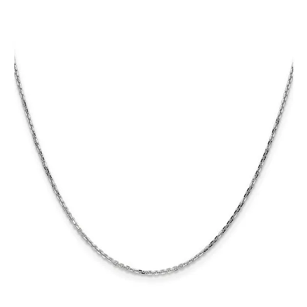 14K White Gold 1.4 mm D/C Round Open Link Cable Chain 18