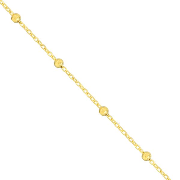 14KY Gold D/C Facetted Bead Saturn Chain 18