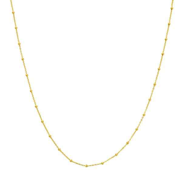 14KY Gold D/C Facetted Bead Saturn Chain 18