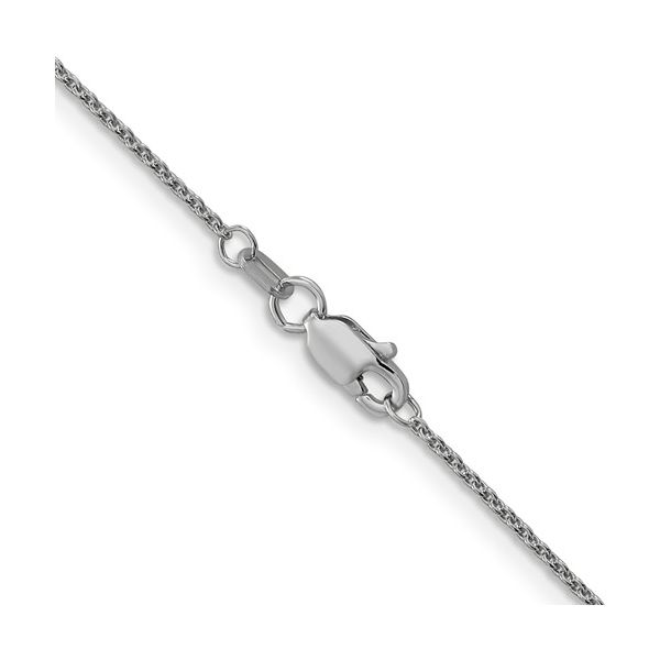 14K White Gold 1 mm Round Open Link Cable Chain 18