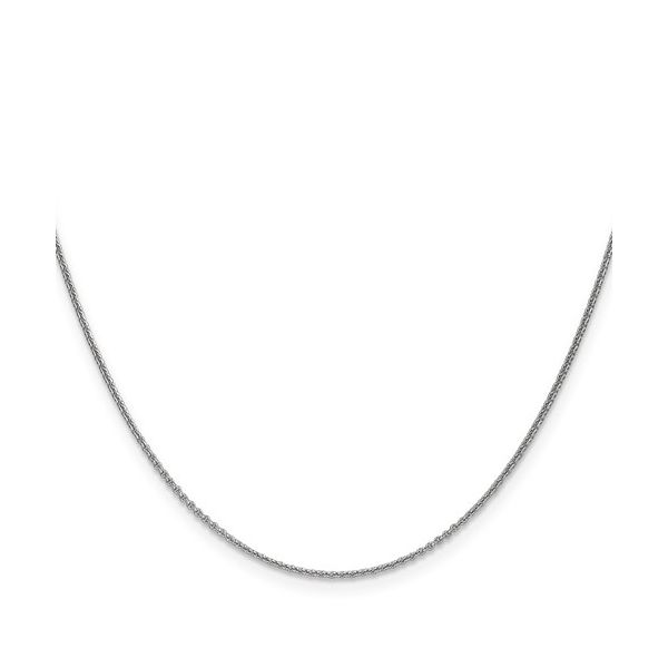 14K White Gold 1 mm Round Open Link Cable Chain 18