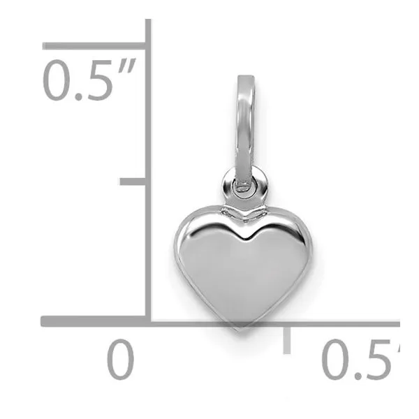 14K White Gold Polished 3-D Heart Charm Image 4 Franzetti Jewelers Austin, TX