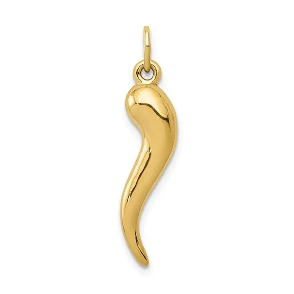 14K Yellow Gold Polished 3-D Italian Horn Pendant Franzetti Jewelers Austin, TX