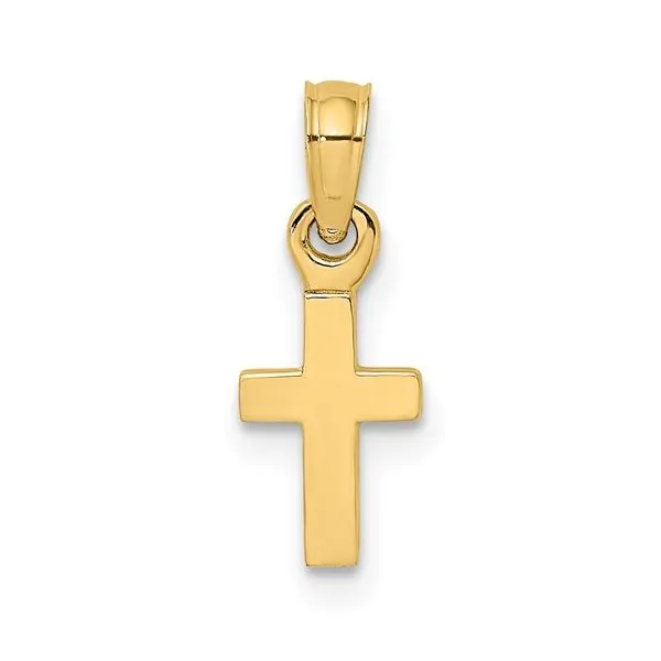 14K Yellow 3D and Polished Mini Cross Pendant Franzetti Jewelers Austin, TX