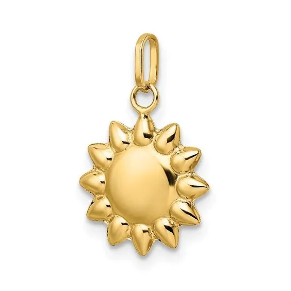14K Yellow Puffed Sun Pendant or Charm Image 4 Franzetti Jewelers Austin, TX