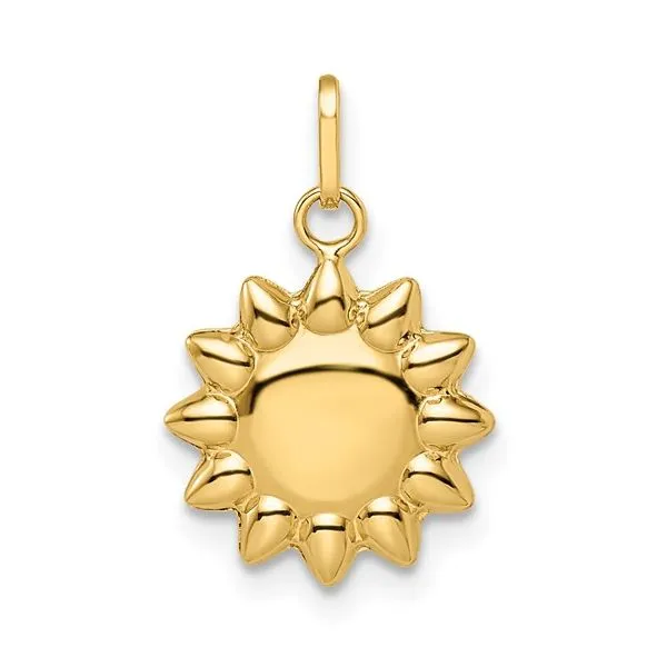 14K Yellow Puffed Sun Pendant or Charm Franzetti Jewelers Austin, TX