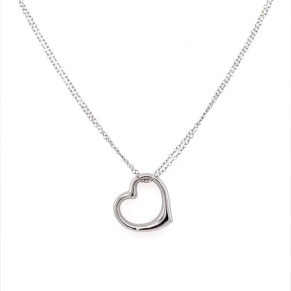 14KW Gold Necklace with Open Heart Pendant - 17