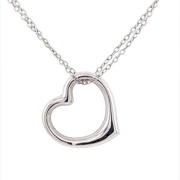14KW Gold Necklace with Open Heart Pendant - 17