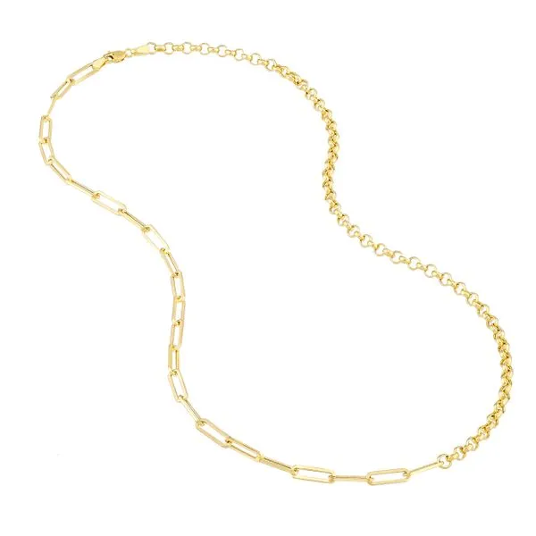 14KY Gold 50/50 Paperclip + Rolo Chain - 18