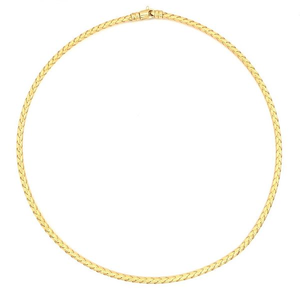 18K Yellow Gold 3.5 MM Flexible Woven Collar Necklace 18
