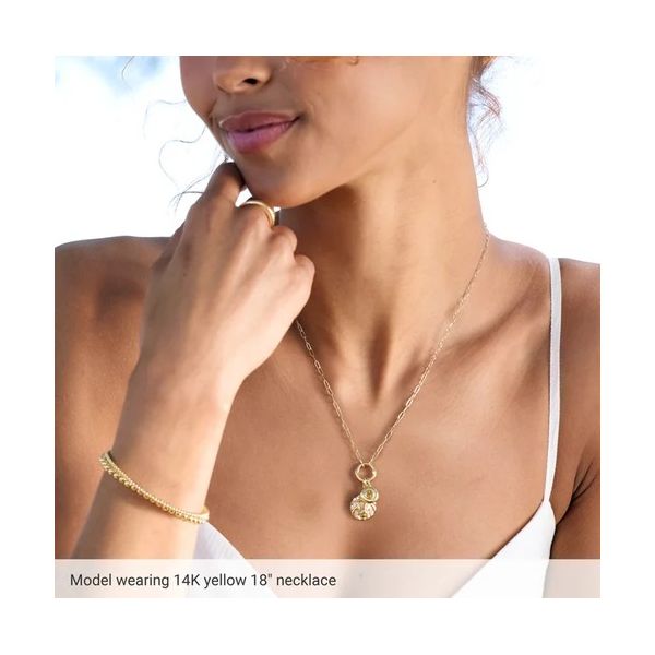 14KY Gold Paperclip Necklace with Hinged Circle Charm Bail 18