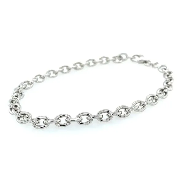 18KW Gold Oval Link Bracelet - 8