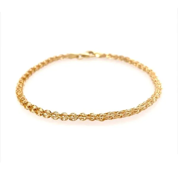 14K Yellow Gold 3 MM Diamond Cut Mesh Bracelet - 7.5