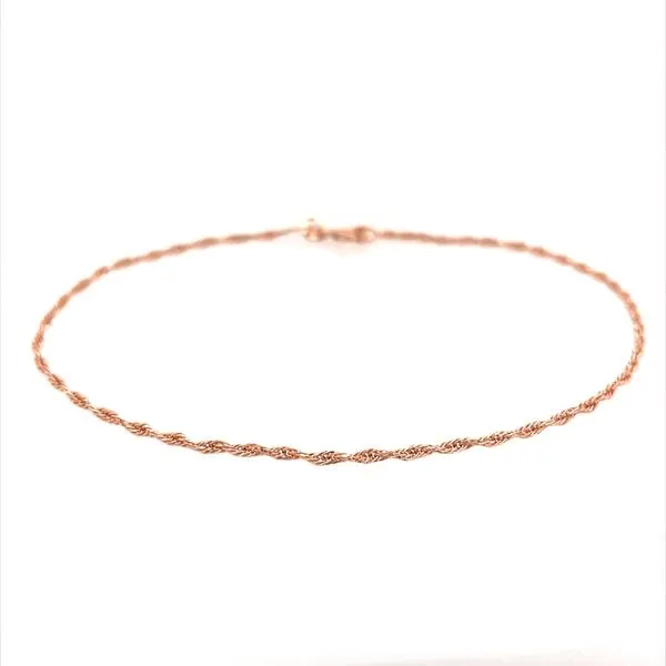 14K Rose Gold 1.35 MM Loose Rope Bracelet - 8
