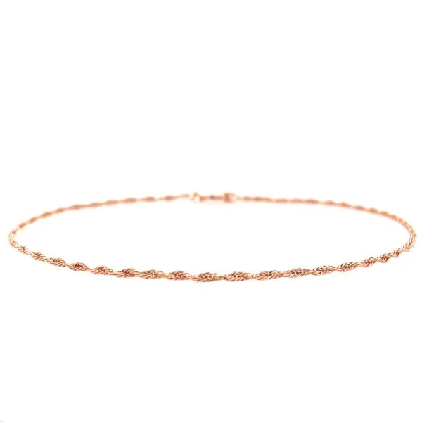 14K Rose Gold 1.35 MM Loose Rope Bracelet - 8