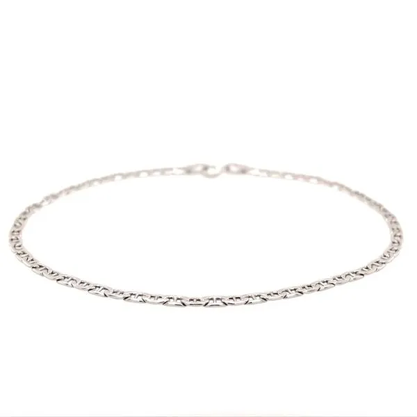 14K White Gold 2.4 MM Anchor Link Bracelet - 8