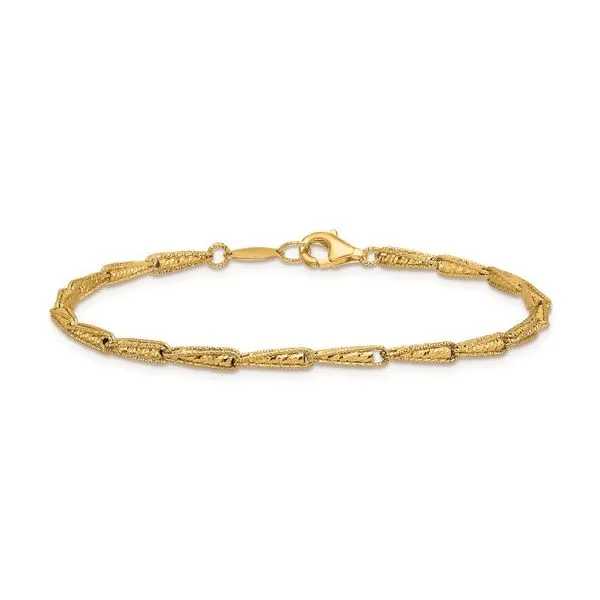 14KY Gold 2.6 mm Diamond Cut Fancy Link Bracelet - 7.25