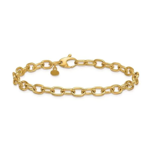 14KY Gold 5.25 mm Solid Oval Cable Link Bracelet - 7.5