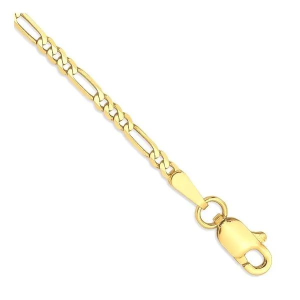 14KY Gold 1.8 mm Flat Figaro Bracelet - 7