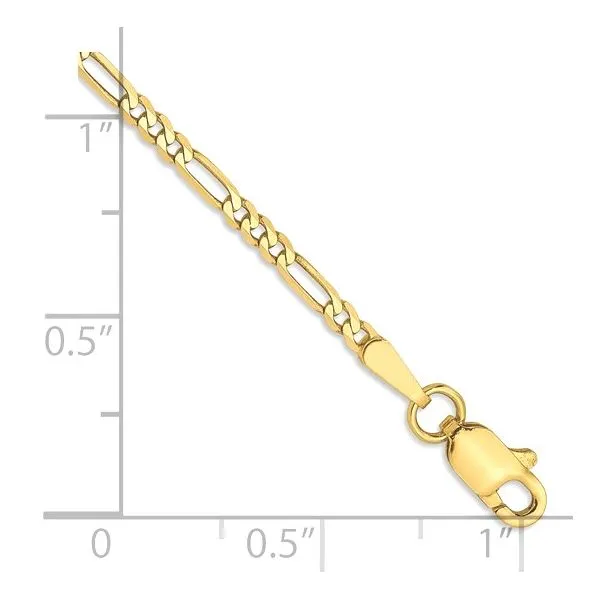 14KY Gold 1.8 mm Flat Figaro Bracelet - 7